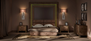 LEONARDO - Leather double bed with tufted headboard by Casa Covre - view 3